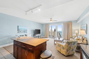 Living Area with Gulf View and Sleeper Sofa