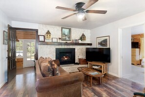 Living room and gas fireplace