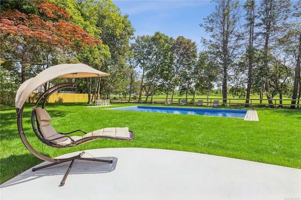 Private fenced yard, heated salt water pool