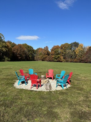 Fire pit in the backyard