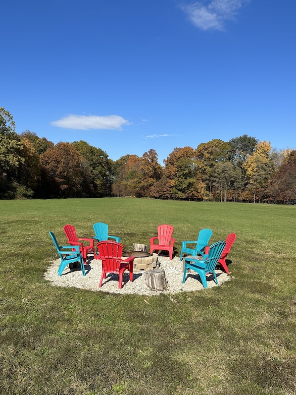 Fire pit in the backyard