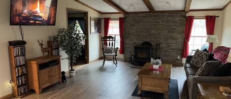 Livingroom,55In Smart Tv, Wood burning stove