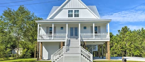 Waveland Vacation Rental | 3BR | 3.5BA | 2,800 Sq Ft | 2 Story | Stairs to Entry