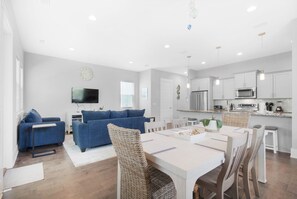 Dining table to living room view