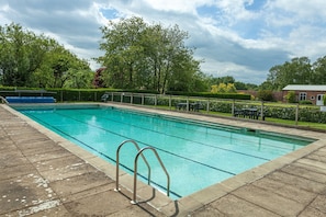The seasonal outdoor pool