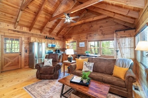 Spacious Living Room with Cathedral Ceilings