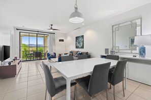 Dine in at this beautiful self-catering condo.  Not interested in cooking on vacation?  The area is full of amazing restaurants, or our team can help you set-up a private chef for your sale.  