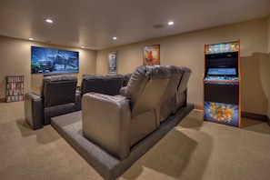Can't you just picture your family making memories! "We loved having our own private theater." Guest James B. Full theater room with 86” TV, Sonos sound system and comfy leather recliners.