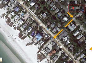 aerial view to private beach access; 1 block away!