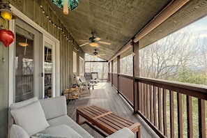 View from the deck; hummingbirds love this porch