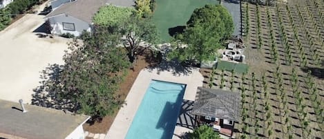 Aerial view of 2 acre property.

