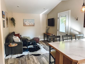 Bar Top Dining Area Overlooking Living Room