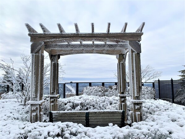 Beautiful pergola near the hot tub