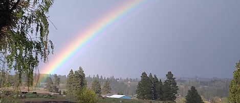 Rainbow over yurt May 2022