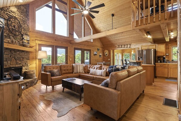 Open Floor Plan with Rustic Mountain Decor.