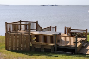 Hot tub overlooking the bay