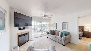 Living area with lake view