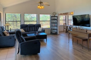 Widescreen TV in the lounge, plus sound-surround with blue tooth for your music.