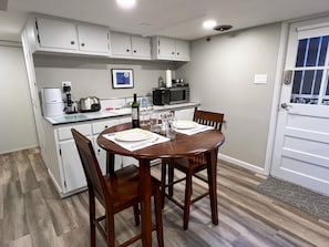 The private entrance (right) leads to the back patio.
