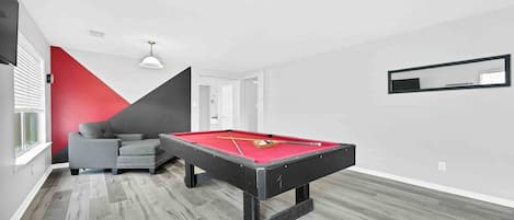 Let the good times roll in our Pool table room!