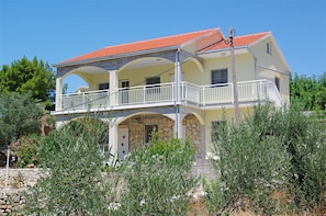 View of the Vila from the front - Olive trees