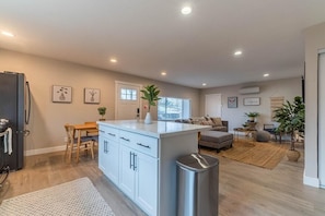Kitchen island for extra counter space.