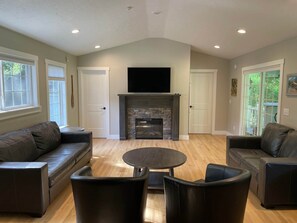 Large TV with Fireplace 