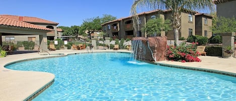 One of the property swimming pools and spas.