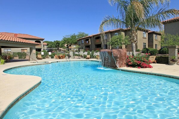 One of the property swimming pools and spas. 