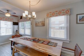 Large dining table for hosting dinner or game night!
