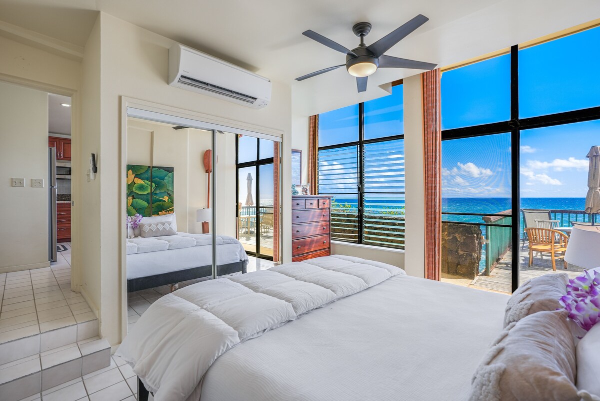 Snowbird-friendly oceanfront condo with gorgeous views, pool, & expansive lanai
