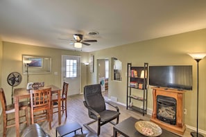 Main Living Area | Books | Electric Fireplace (Decorative Only)