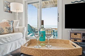 Ocean views with a cold drink in hand