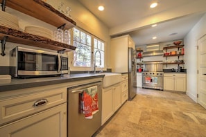 Kitchen with stainless steel appliances and everything you need to make a great meal.