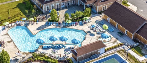 Outdoor pool, billiard room, saunas, pickleball, workout room, etc. (xtra fee)