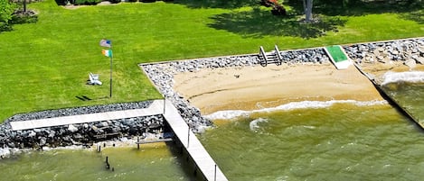 Aerial Photo Showing 150 ft Pier, Boathouse and Private Beach (1 of 2)