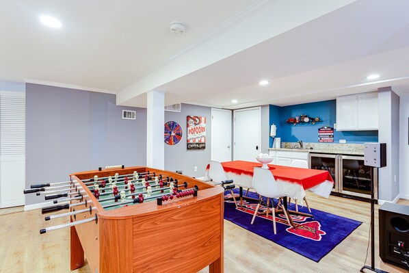 Relax and hang out! Play foosball or watch TV on the movie projector!