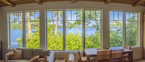 Panoramic view of the lake from the Great Room.