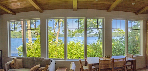 Panoramic view of the lake from the Great Room.