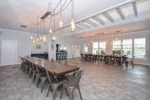 Farm tables for 30 with custom made chandelier 