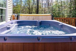 Unwind and relax in our private hot tub, the perfect way to rejuvenate after a long day of exploring.