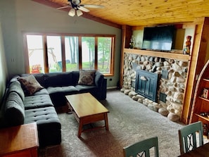 Newly painted and carpeted family room
