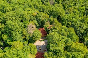 This drone shot shows our level of privacy in the Smoky mountains woods!