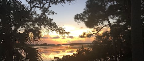 Sunset over the marsh from the back deck.