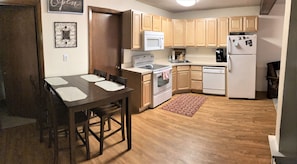 Open kitchen and dining area