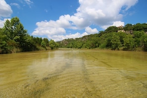 Get in and explore the Guadalupe River, shallow and deeper pockets of the river