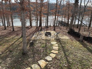 Walk down to the lake for a relaxing fire on the new patio