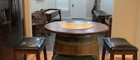 Barrel "Game" Table in Dinning area.