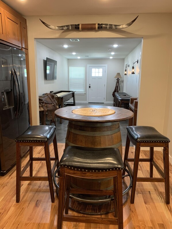 Barrel "Game" Table in Dinning area.