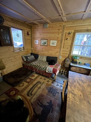 A cozy corner sofa bed. Sleeps very well